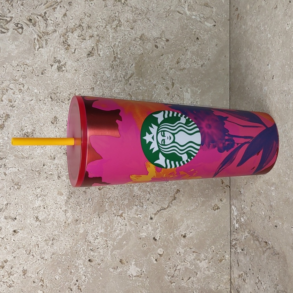 Starbucks 2022 Matte Pink Boutique Floral Stainless Steel 24oz Tumbler
